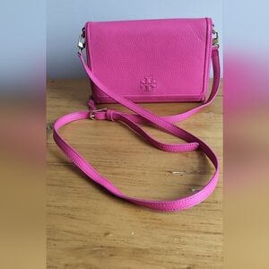 Tory Burch Hot Pink Leather Wallet Crossbody Bag Women's